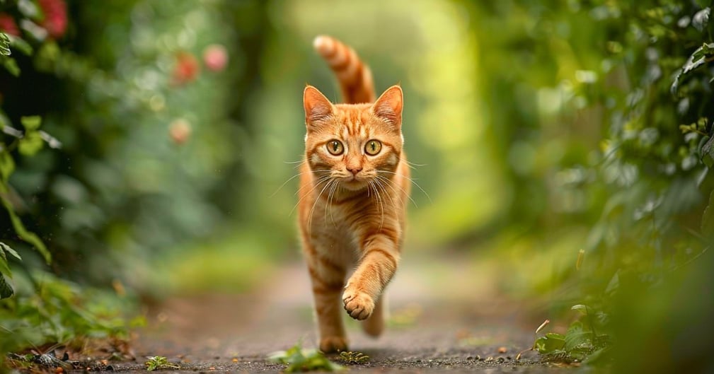 Chatte Nala embarrassée croisant sa maîtresse dehors