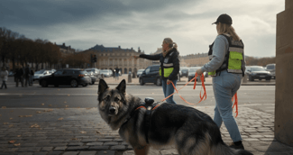 Rosco, chien de recherche à Versailles en pleine mission olfactive
