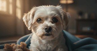 Un petit chien blanc et noir regardant avec tristesse, symbolisant la protection animale