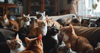 75 chats entassés dans une seule pièce