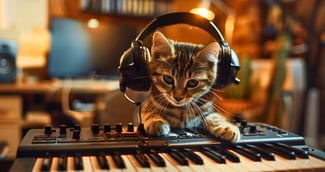 photo d'un chaton qui joue du piano